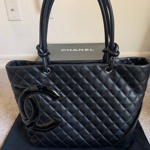 Chanel Black Lambskin Cambon CC Tote Bag